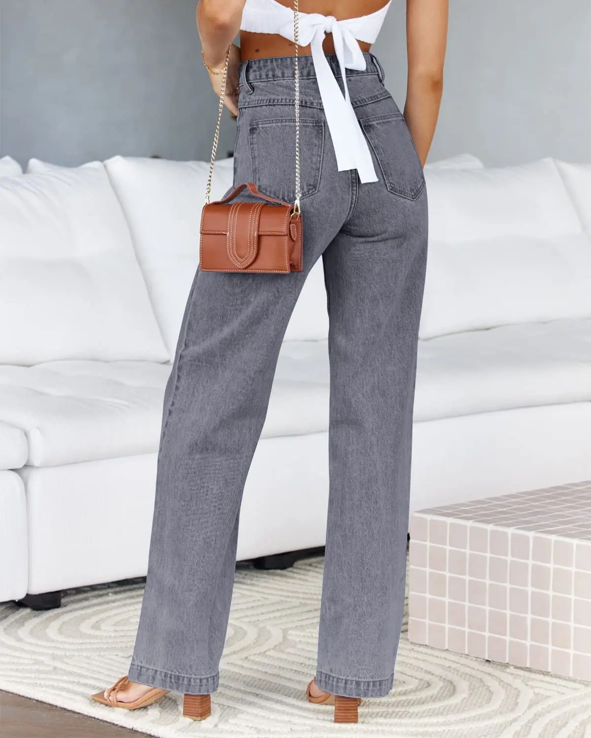 

Boyfriend Baggy Straight Leg Casual Denim Pants Women's High Waisted Jeans