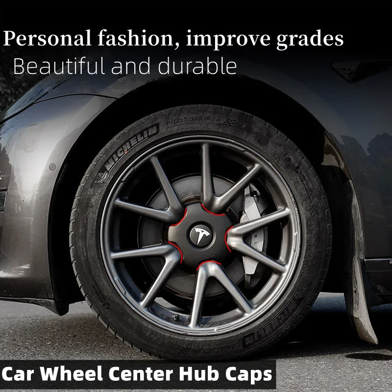 

4PCS Upgraded Car Wheel Center Caps Hubcaps Cover For Tesla Model 3 2021-2023 Original 18" Rim Caps Decoration Car Accessories