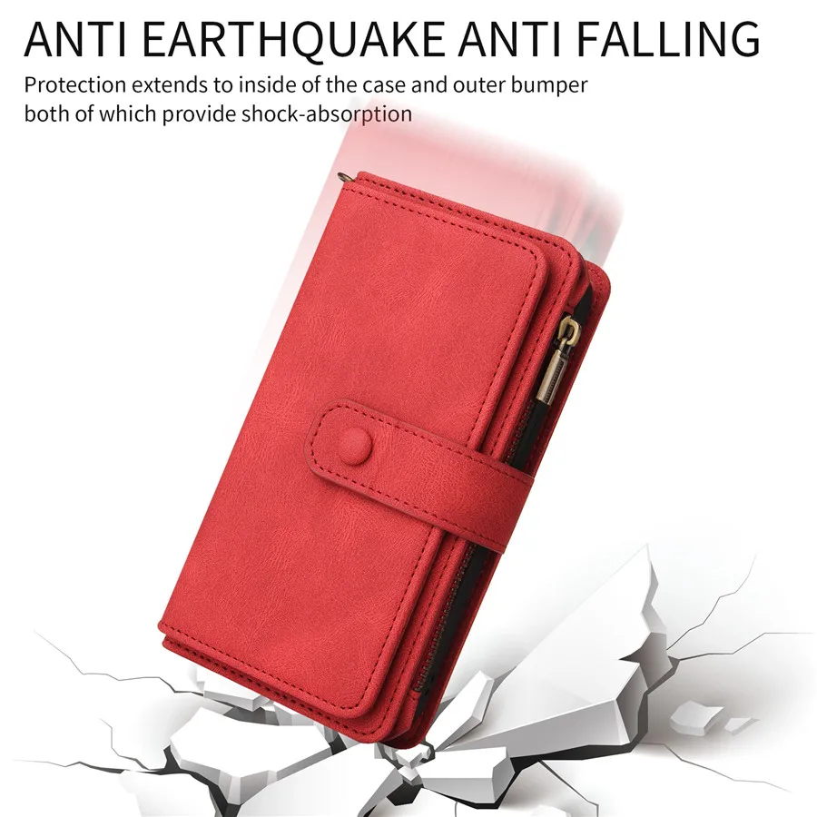 For OPPO Realme C30S Flip Case Multi 15-Card Slot Zipper Wallet Funda For Realme C33 C30 C25S C25 C15 C11 Leather Book Cover