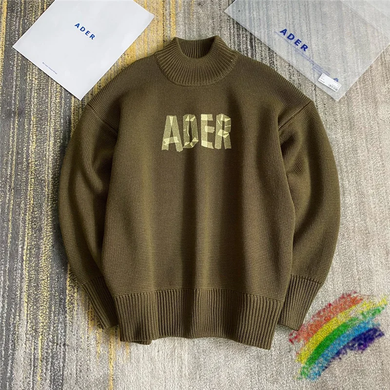 

20FW ADER ERROR Masking Sweater Men Women Yellow Printed Adererror Sweatshirts Back Graphic Print Ader Crewneck
