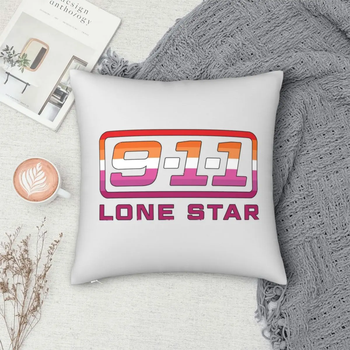 9-1-1 одиночная Звезда логотип квадратная наволочка полиэстер бархатная Подушка