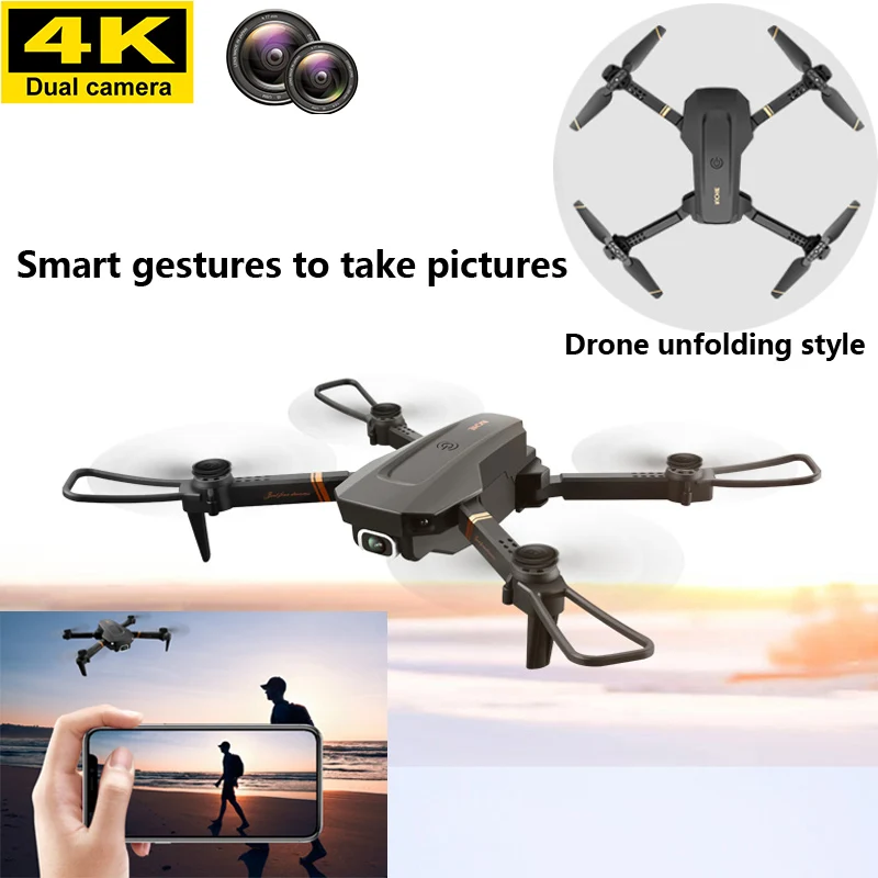 V4 with 4K HD Dual Camera Drone Remote Control Aircraft Aerial Photography Aircraft Professional Folding Quadcopter Men's Toys