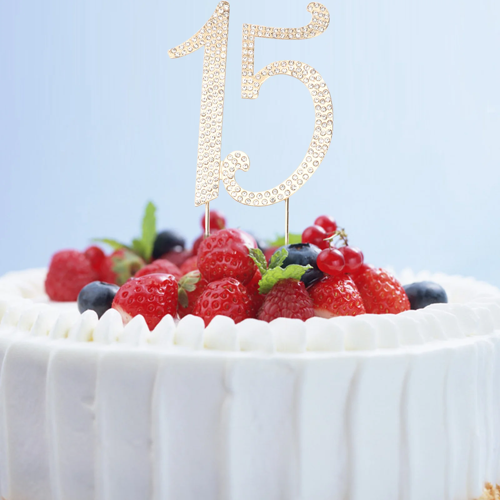 Топпер для торта 15 лет золотые стразы на 15-й день рождения юбилей украшение
