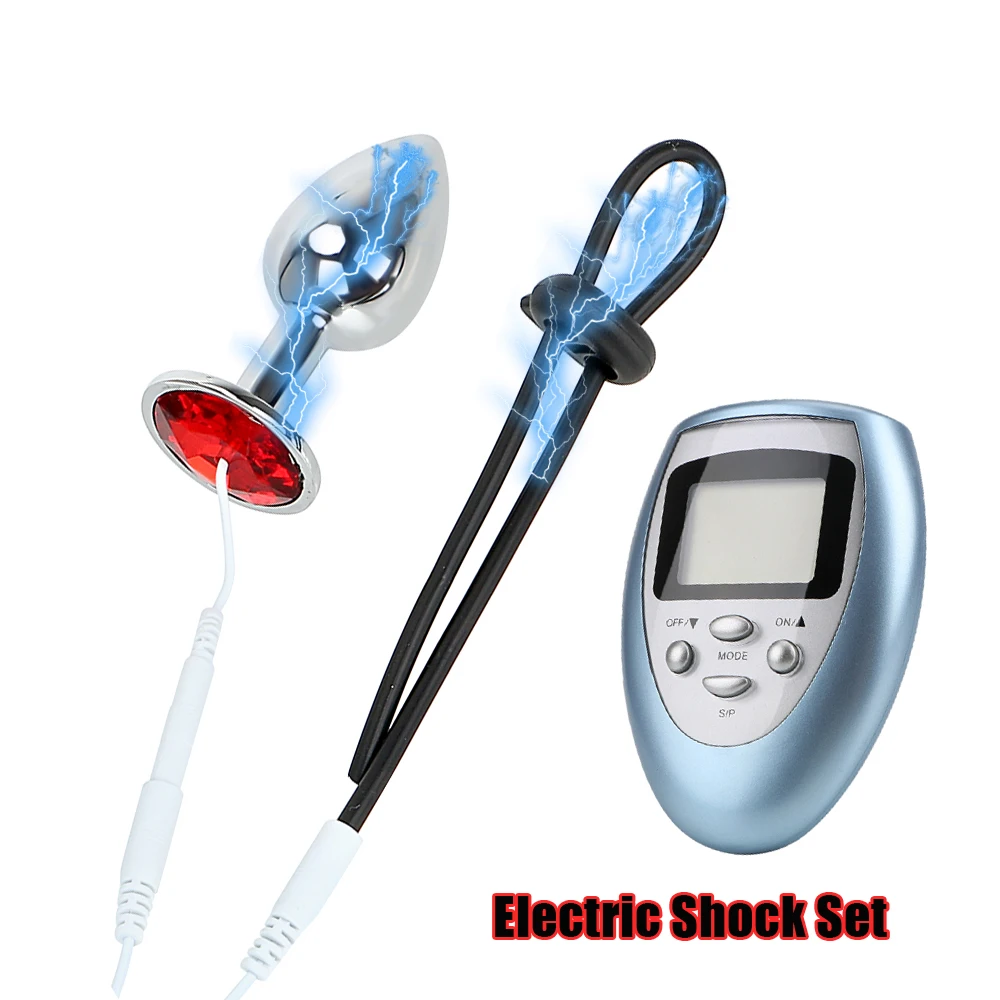 Анальная пробка с электрическим током кольцо для пениса мужчин тренажер