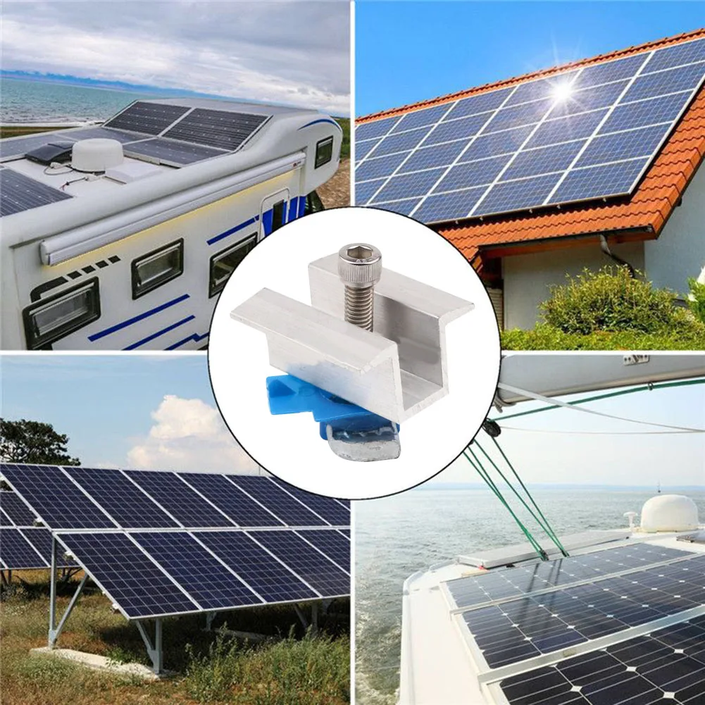 

10X Aluminum Solar Panel Clamps Bracket Clamp Photovoltaic Mounting Durable For 30mm Solar Panel Photovoltaic Accessories