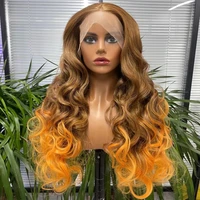 synthetic wigs for women lace front long wavy double color fashion natural hair partydailycosplay high temperature fiber