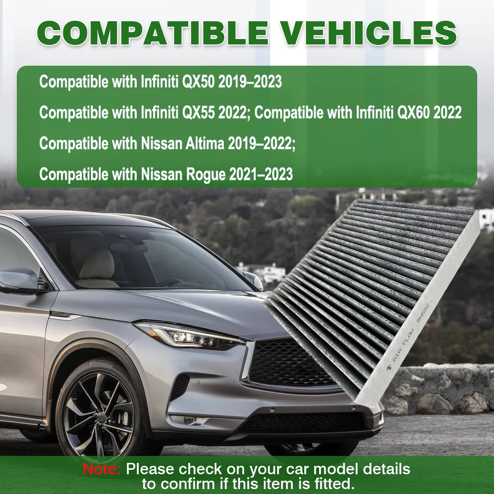 Фото Для Infiniti QX50 QX55 QX60 Nissan Altima Rogue автомобильный активированный салонный фильтр FDC12552C, CAF10027C, 230447, 27277-5NA1A №1