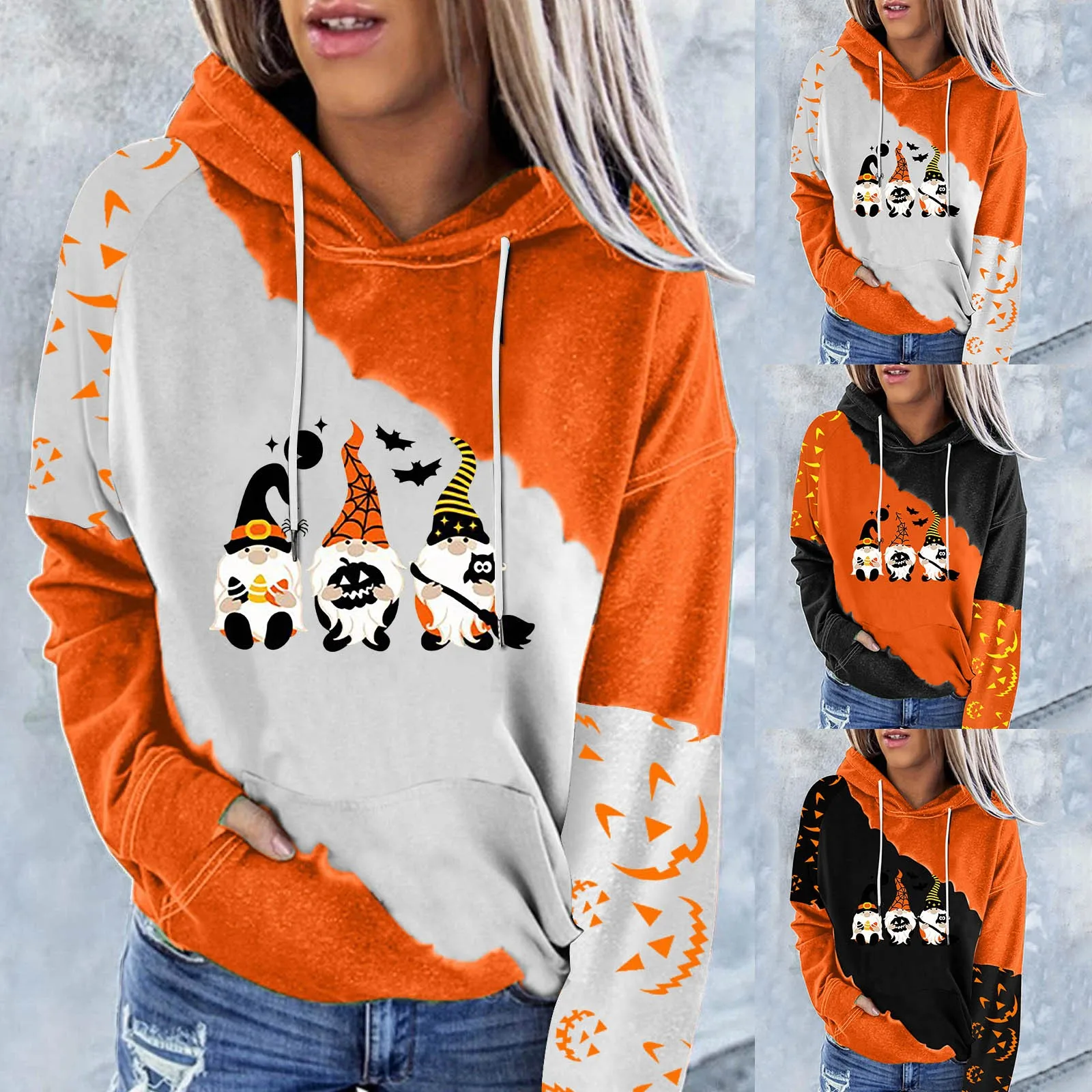 

Women's Sweatshirts For Womens Halloween Pumpkin Printing Hoodies Fall Fashion Long Sleeve Casual Womens Cotton Hoodies Pullover