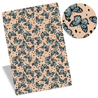 pu synthetic leather fabric butterfly floral print faux fabric fabric sheet for bow leather sheet 22x30 cm