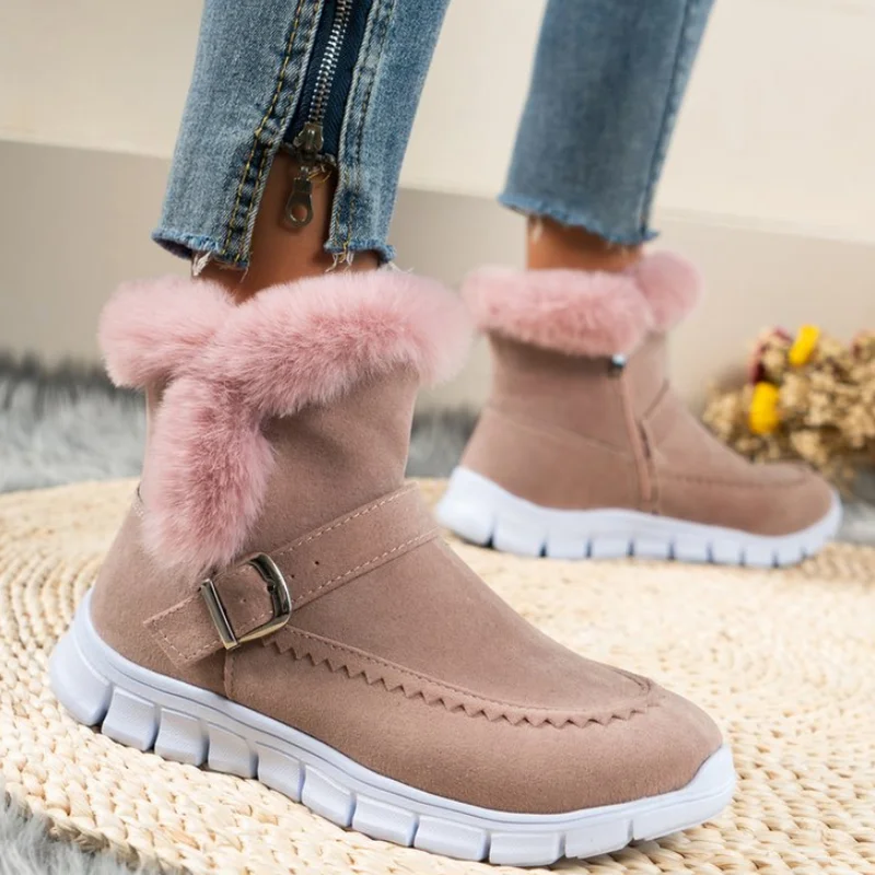 Snow Boots for Women Casual Shoes Velvet Padded Cotton Boots Winter Flat Boots Non-slip Comfortable Footwear Warm 2023 New