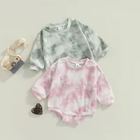 0 24m newborn baby boys girls tie dye printed rompers round neck long sleeve covered button romper toddler lovely clothing