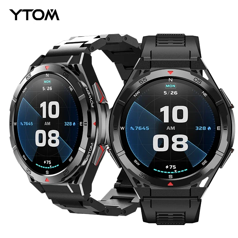 Водонепроницаемые умные часы YTOM 2025X2 GPS 3ATM с компасом 1 43 дюйма Amoled HD круглым