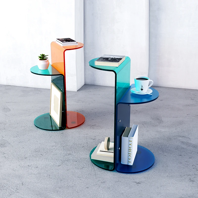 

Luxury Acrylic Coffee Tables Modern Living Room Sofa Tv Stand Side Tea Table Storage Auxiliary Furniture Storage Display Shelf