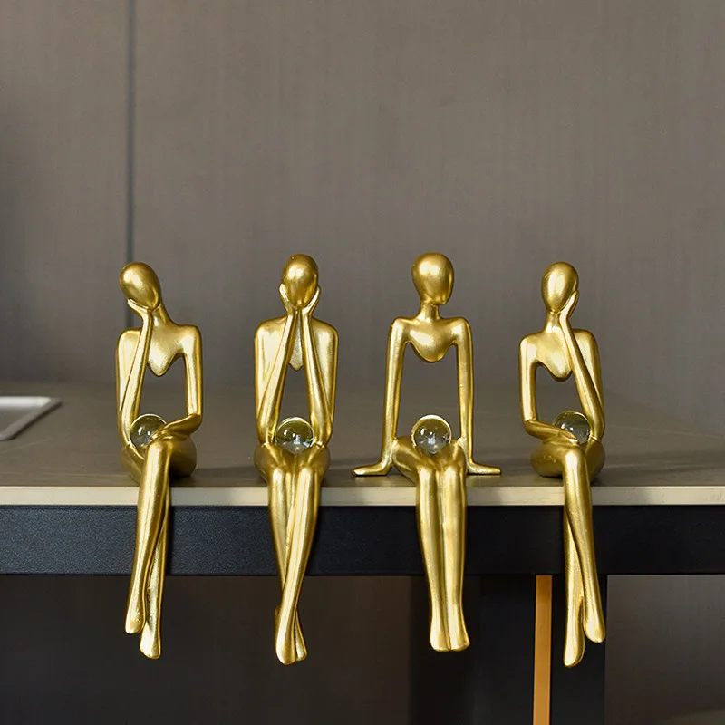 

Gold interior figurines Home Decor figurines Home Accessories Nordic Living Resin Embellishments Humanoid Gold Abstract Statu
