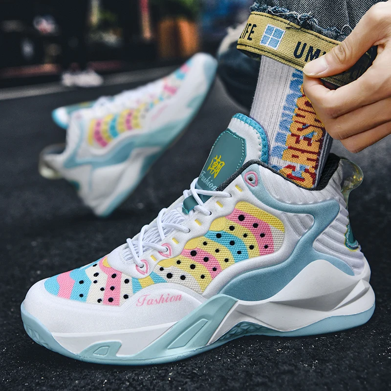 Camouflage Basketball Sneakers Men Women Training Breathable Fashion Colorful High Top Shoes Sport Non-slip Zapatillas de Hombre