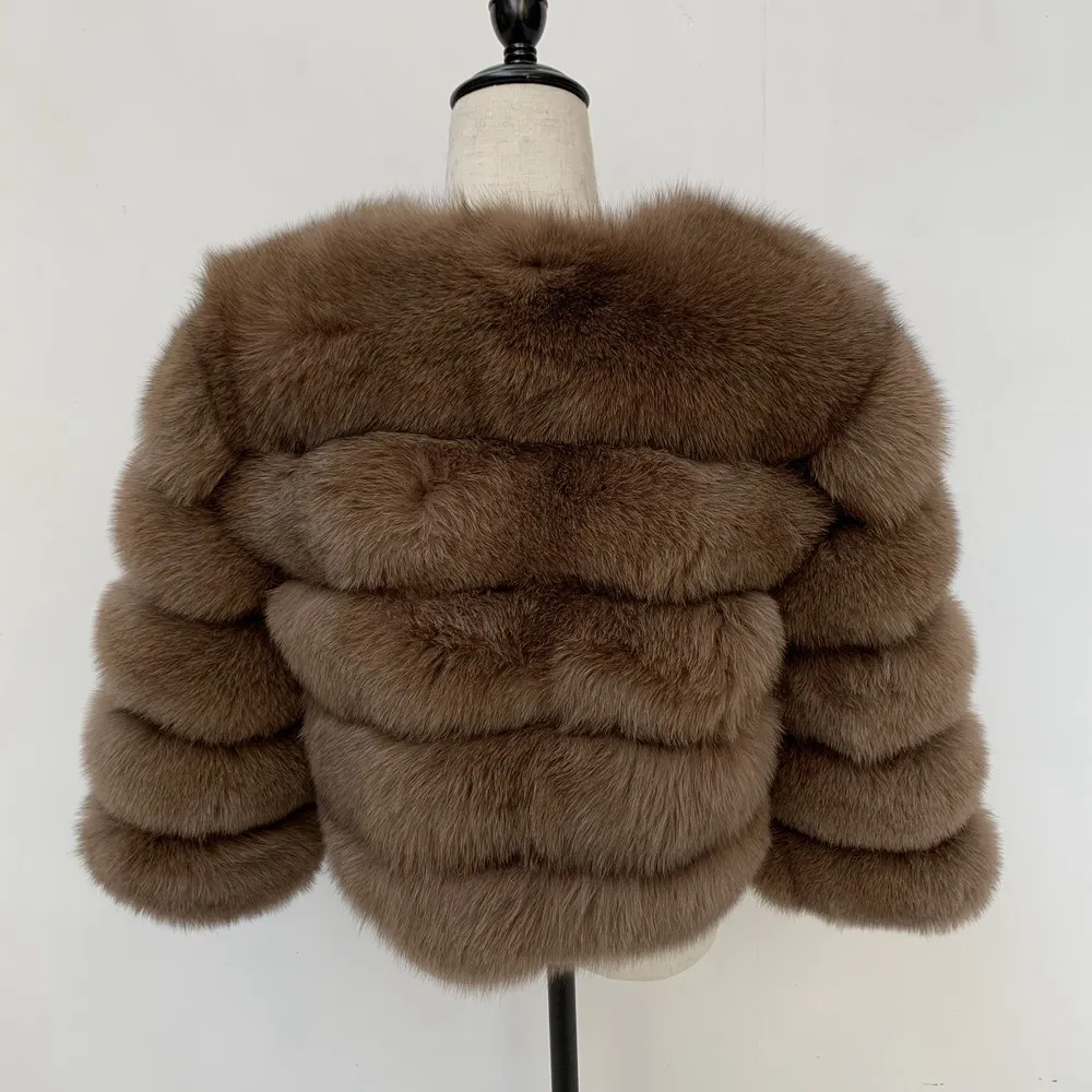 Fashion Real Fox Fur Coat Women Warm Real Fox Fur Coat Winter Genuine Short Slim Fur Jacket Luxury Natural Fox Outwear For Women