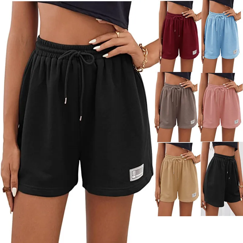 Women's Shorts Simple Cotton Wide Leg Casual Shorts Yoga Beach Pants Female Drawstrings Lace-up Sports Shorts Outdoor Bottoms