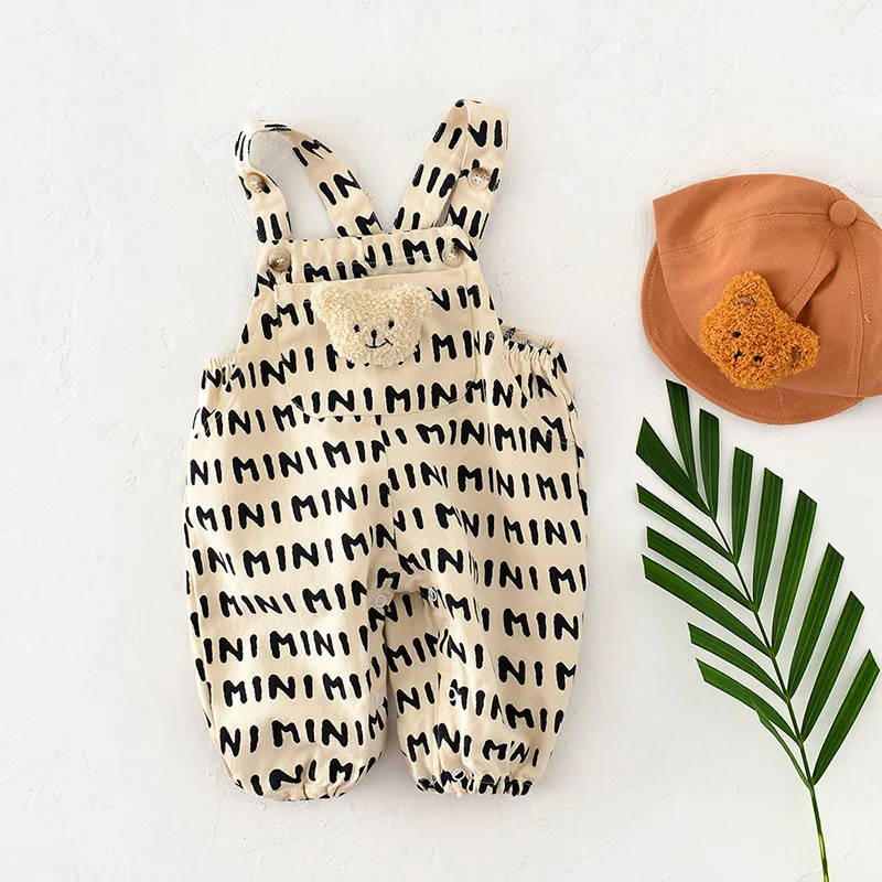 MILANCEL 2022 Autumn Baby Rompers Striped Baby Overall Bear Doll Inafnt Girls Jumpsuits Boys Clothes