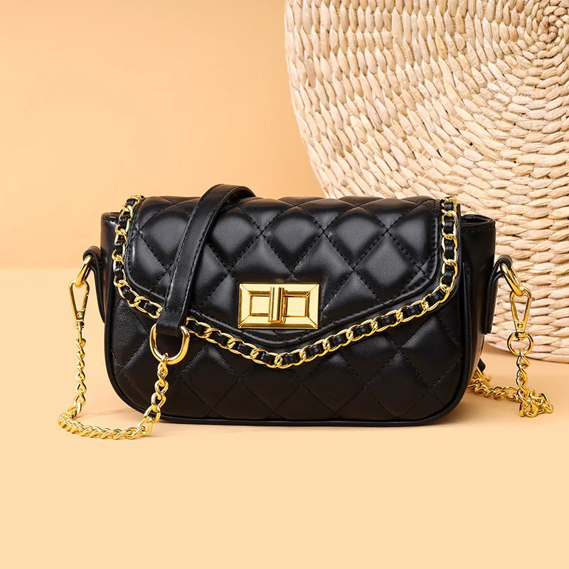 

Fashion Trend Diamond Lattice Sling Luxury Designer Handbags Women'S Genuine Leather Casual Vintage Chain Shoulder Bags For Girl