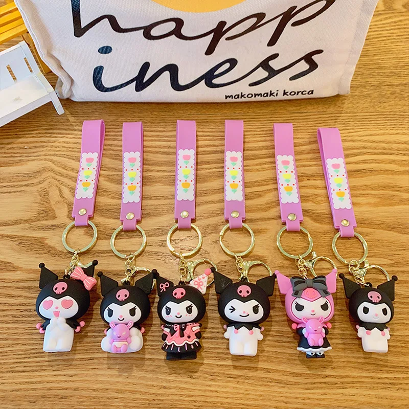 

Sanrio Kuromi Cross Dressing Doll Model Pendant Keychain Pvc Soft Rubber Keychains Cute Cartoon Pendant Ornaments Keychain Toy