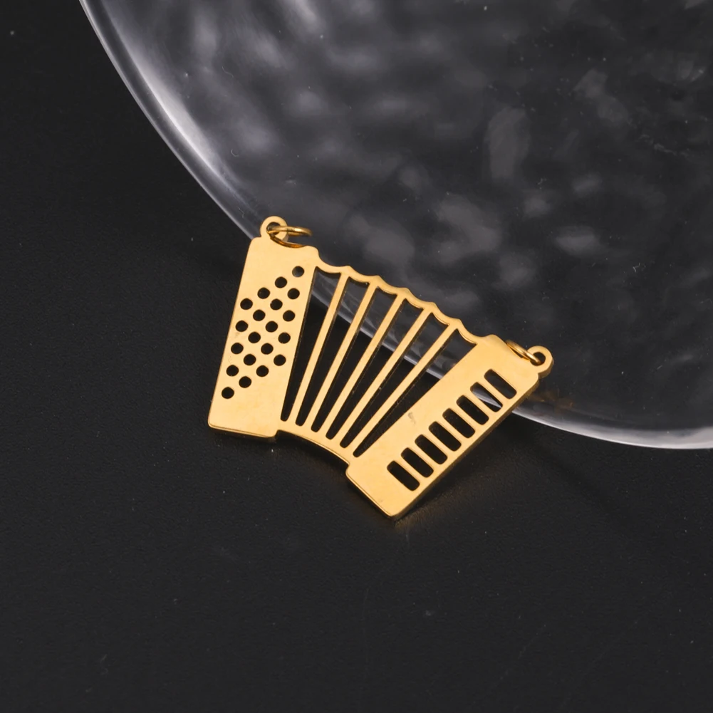 5pcs/Lot 27.8x19mm Stainless Steel Jewelry Charms Musical Instrument Organ Pendants For Necklace Earrings Diy Making Accessories