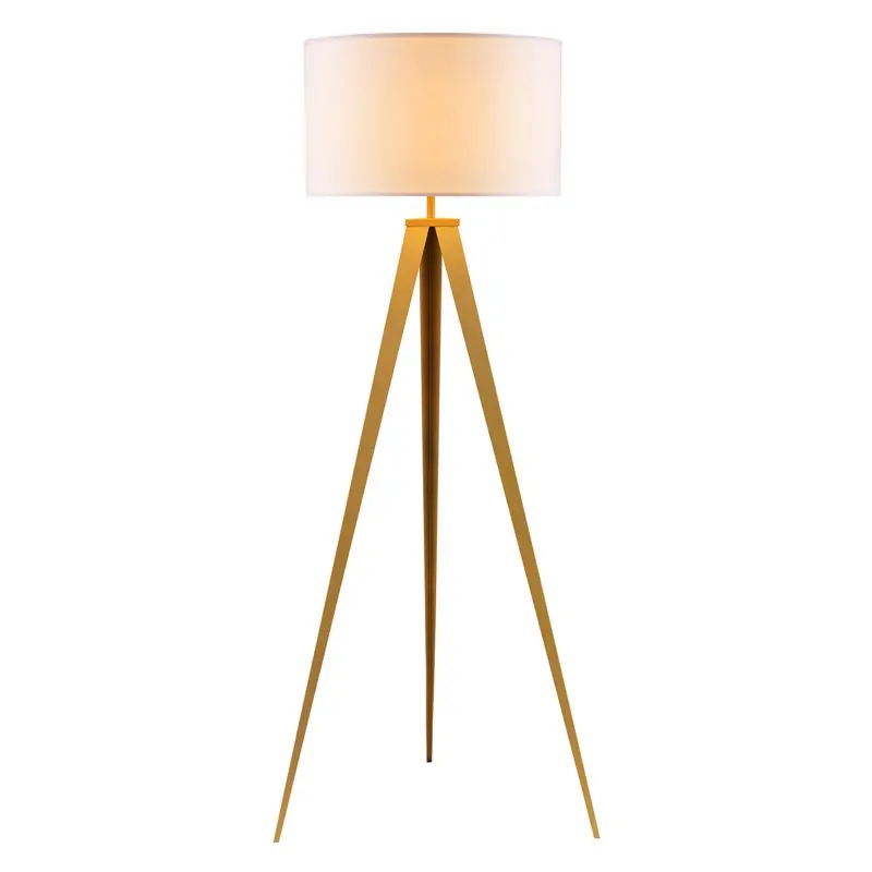 

- Romanza Matte Gold Tripod Floor Lamp With White Shade