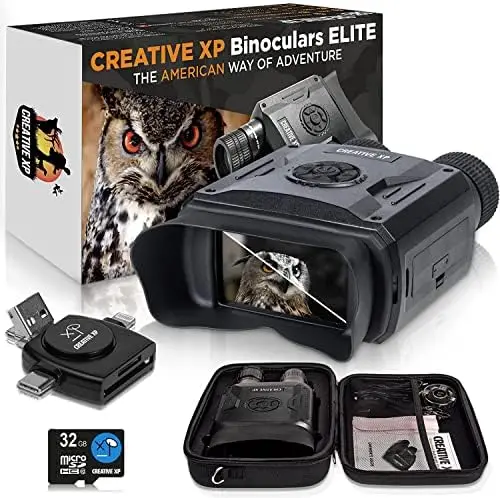 

Vision Binoculars Goggles Elite - Digital Military Infrared Lens, Tactical Gear for Hunting & Security 128GB, Black