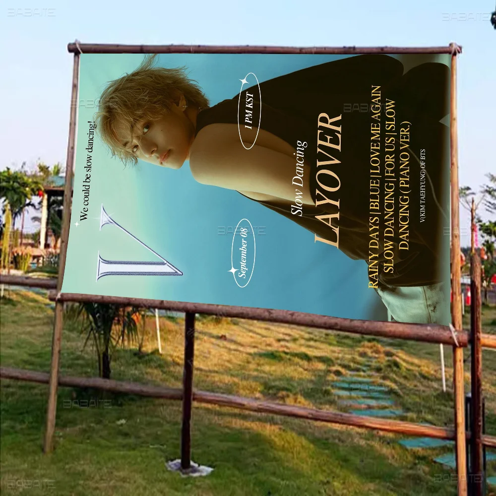 Певица Kpop K-Kim T-Tae H-Hyung V-слойка Семейные собрания Атмосфера на открытом воздухе