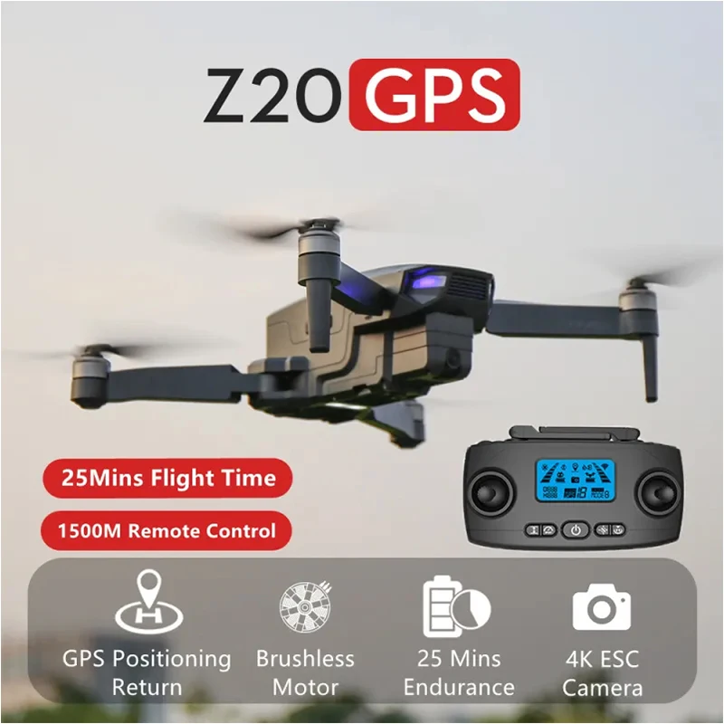 

4K Aerial GPS Brushless Foldable 5G WiFi Dual Camera RC Drone 25Min Fly 1500M Distance Smart Follow Gesture Photo Quadcopter Toy