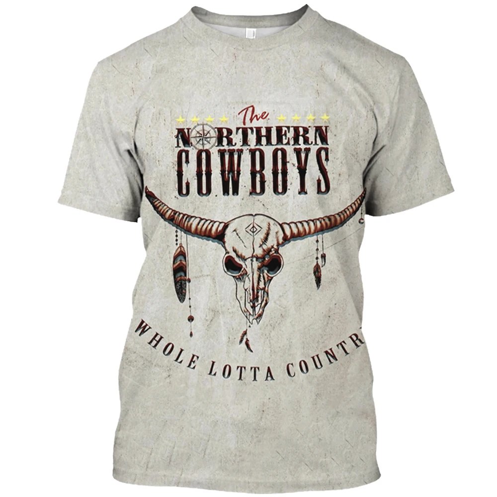 

Funny Cowboy T-shirt For Men Vintage 3d Print T Shirt Summer Tops Pullover Oversized Short-sleeved American Streetwear Mens Tee