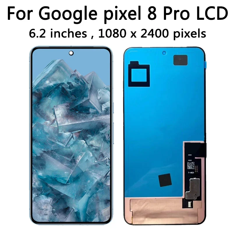 Фото Качество OLED для Google Pixel 8 Pro, ЖК-дисплей, сенсорный экран, дигитайзер, панель в сборе, GC3VE G1MNW, дисплей с рамкой №3