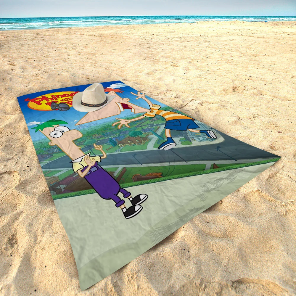 П-фины с героями мультфильмов F-ferbs пляжные полотенца полотенце для душа сауна