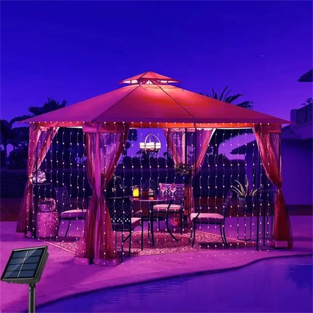 

Solar Light Curtain for Christmas Decoration, New Year Fairy Lights for Wedding and Party Decoration, 2023 LED, 3M X3M, 300