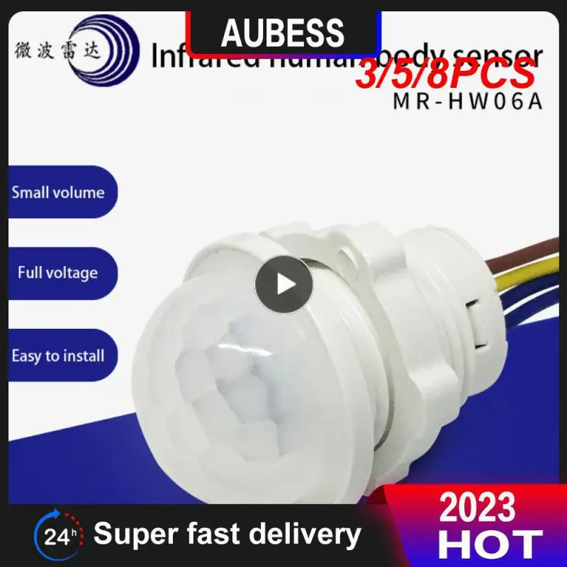 

3/5/8PCS 40w Auto Sensor Light High Quality 100 Brand New Pir Sensor Plug And Play Easy To Install And Operate 110-265v White