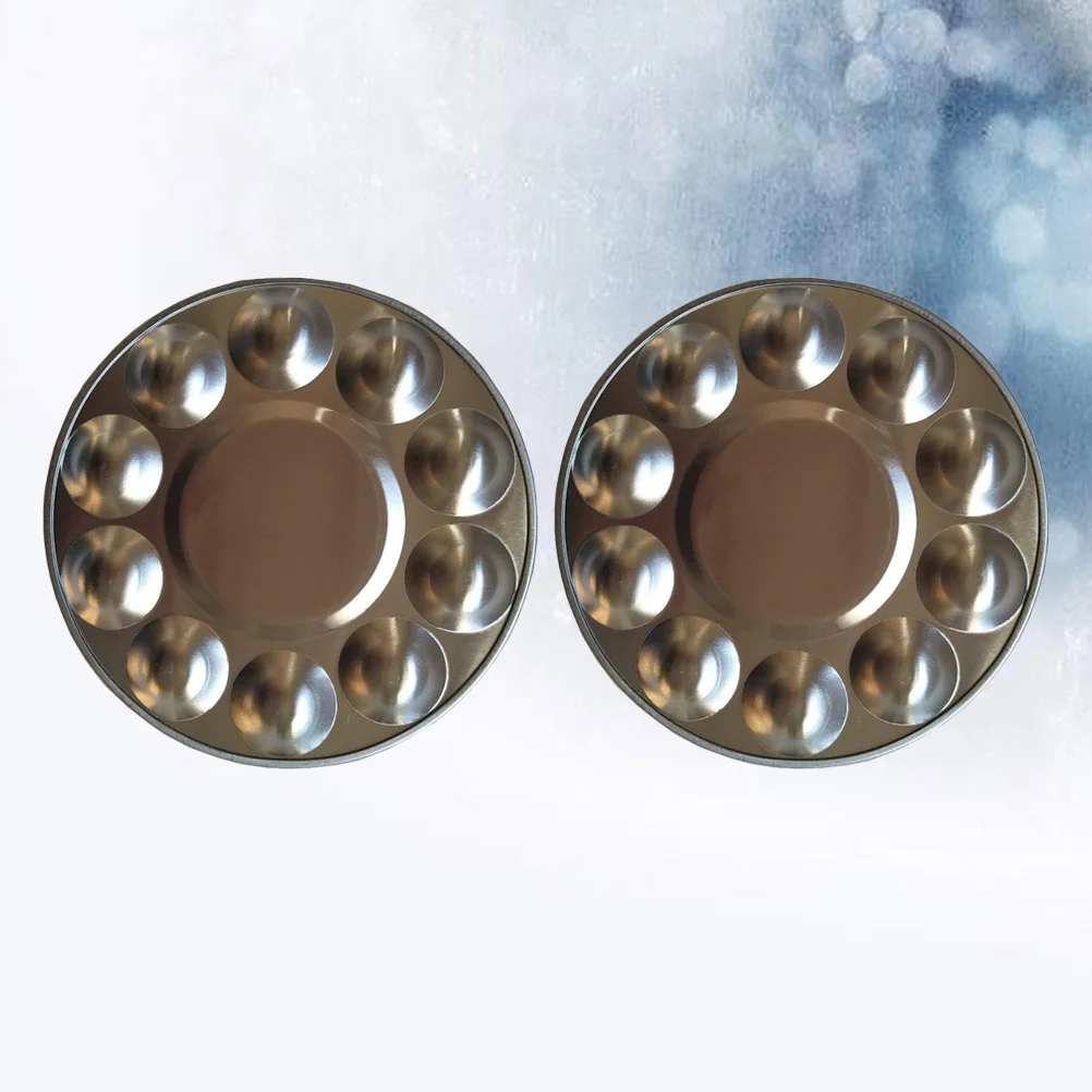 

2Pcs 10 Holes Aluminum Watercolor Mixing Trays Drawing Tray Painting Color Mixer