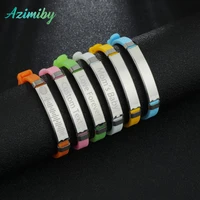 azimiby personalized id bracelet adjustable stainless steel name phone number spotify code music custom bracelets gifts for baby