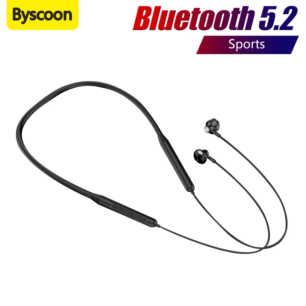 

Беспроводные наушники Byscoon Bluetooth 5,0 для Huawei P50 Pro Mate 40 с микрофоном и магнитным шейным ободом, универсальные спортивные игровые наушники