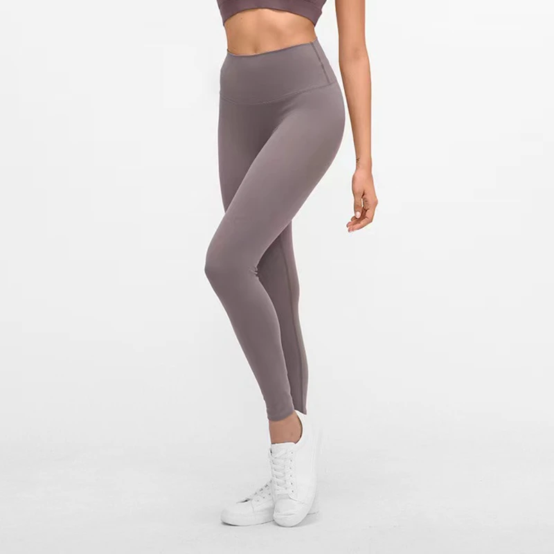 Lulu One-piece Cutting Yoga Leggings Fitness Tummy Control Squat Proof Elasticity Leggings Women Sport Tights High Waisted Pants
