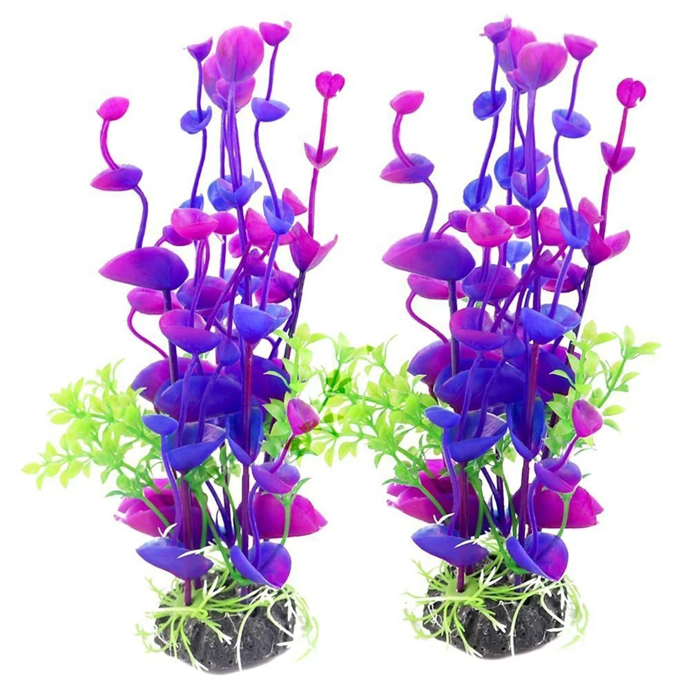 

2 Pcs Artificial Underwater Plant Sea Grass Setcreasea Purpurea Fake Plant Decorative Aquarium Ornament for Fish Tank