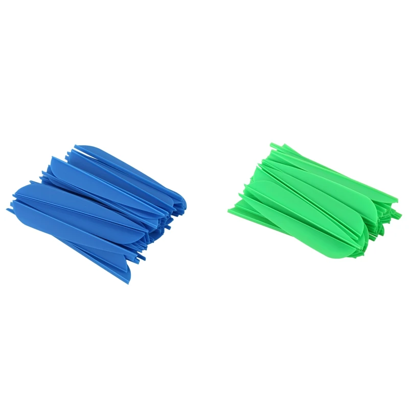

Стрелы лопасти 4-дюймовые пластиковые перо Fletching для DIY стрельбы из лука стрелы 100 упаковка (синие и зеленые)