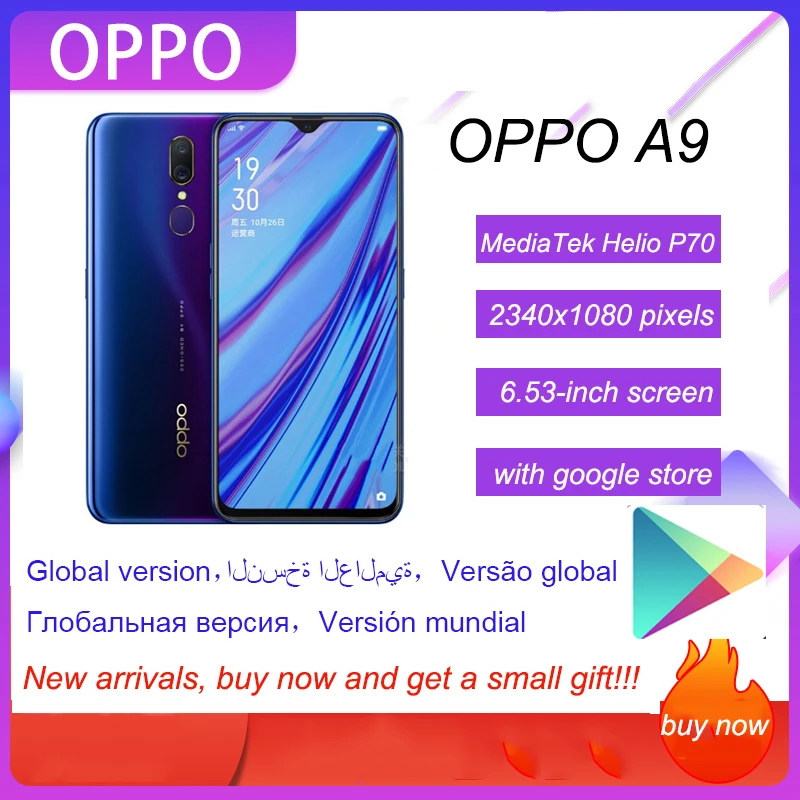 

New OPPO A9/F11 smartphone 4G LTE Android 8.1 MT6771V Octa Core 6.53 inch 128G Cellphone Back Fingerprint 16MP 3D Body 4020mAh