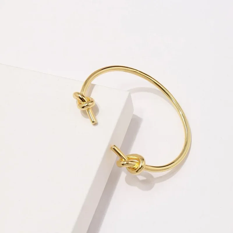 Креативный уникальный простой медный позолоченный ювелирный браслет ручной