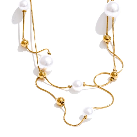 Yhpup двухслойная цепочка с накладным ожерельем из нержавеющей стали