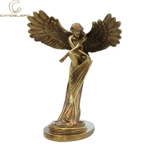 Angel Statuette Resin Home Decor Living Room Sculpture Decorative Golden Figures Table Decoration Desk Redemption Angel Wings