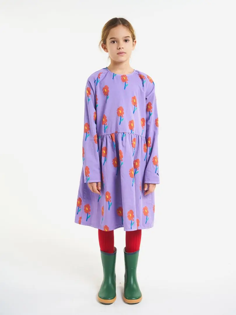 Pre-sale Kids Girls Dress Bobo 2022 Autumn Winter New Baby Children Flowers Printed Long-sleeved Fashion Long Dresses For Girl