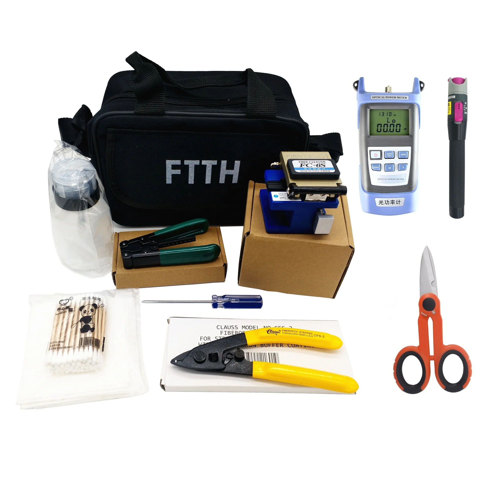 

FTTH fiber optic tools equipments tools set clever optic stripping kit for installing fiber optic splicer fusion tool kit