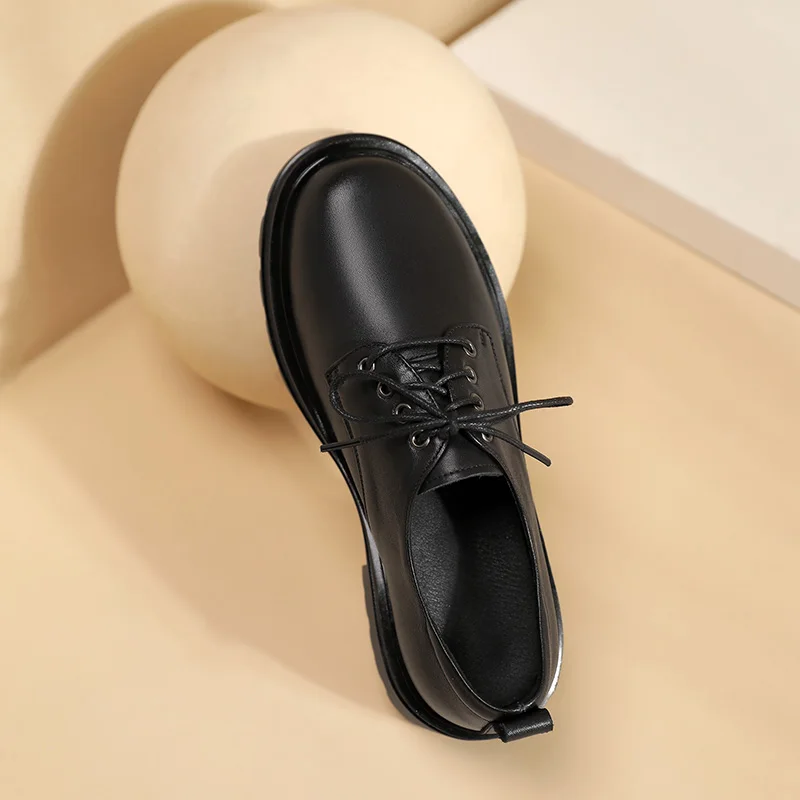 AIYUQI Women Loafers Shoes 2023 Spring New Genuine Leather Women Work Shoes Lace Up Non-slip Ladies Casual Shoes