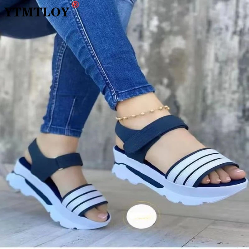 Summer Slip on Women Wedges Sandals Platform High Heels Fashion Open Toe Ladies Casual Shoes Promotion Slides Slippers |