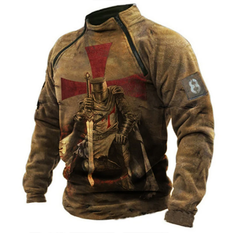 Толстовка мужская с длинным рукавом уличная одежда в стиле ретро принтом