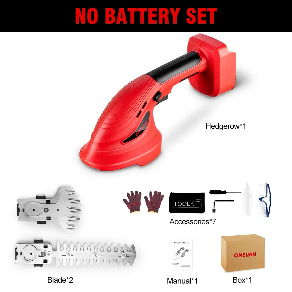 

ONEVAN Бесщеточный электротриммер для живой изгороди и газонокосилка 21В/18В